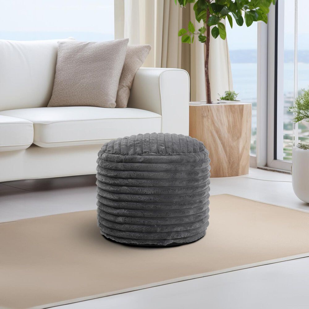 Howard Elliott Shar Pei Tall Pouf in Charcoal, , large