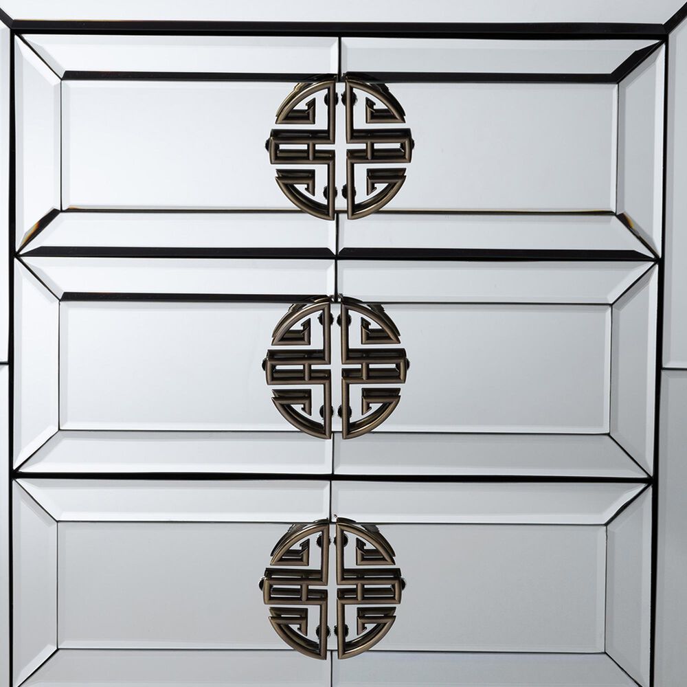 Baxton Studio Laken Mirrored 3-Drawer End Table in Silver and Antique Bronze, , large