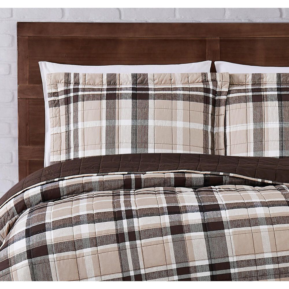 Pem America Truly Soft Paulette 3-Piece Full/Queen Quilt Set in Taupe, , large