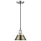 Golden Lighting Orwell 1-Light Small Pendant with Aged Brass Shade in Pewter, , large
