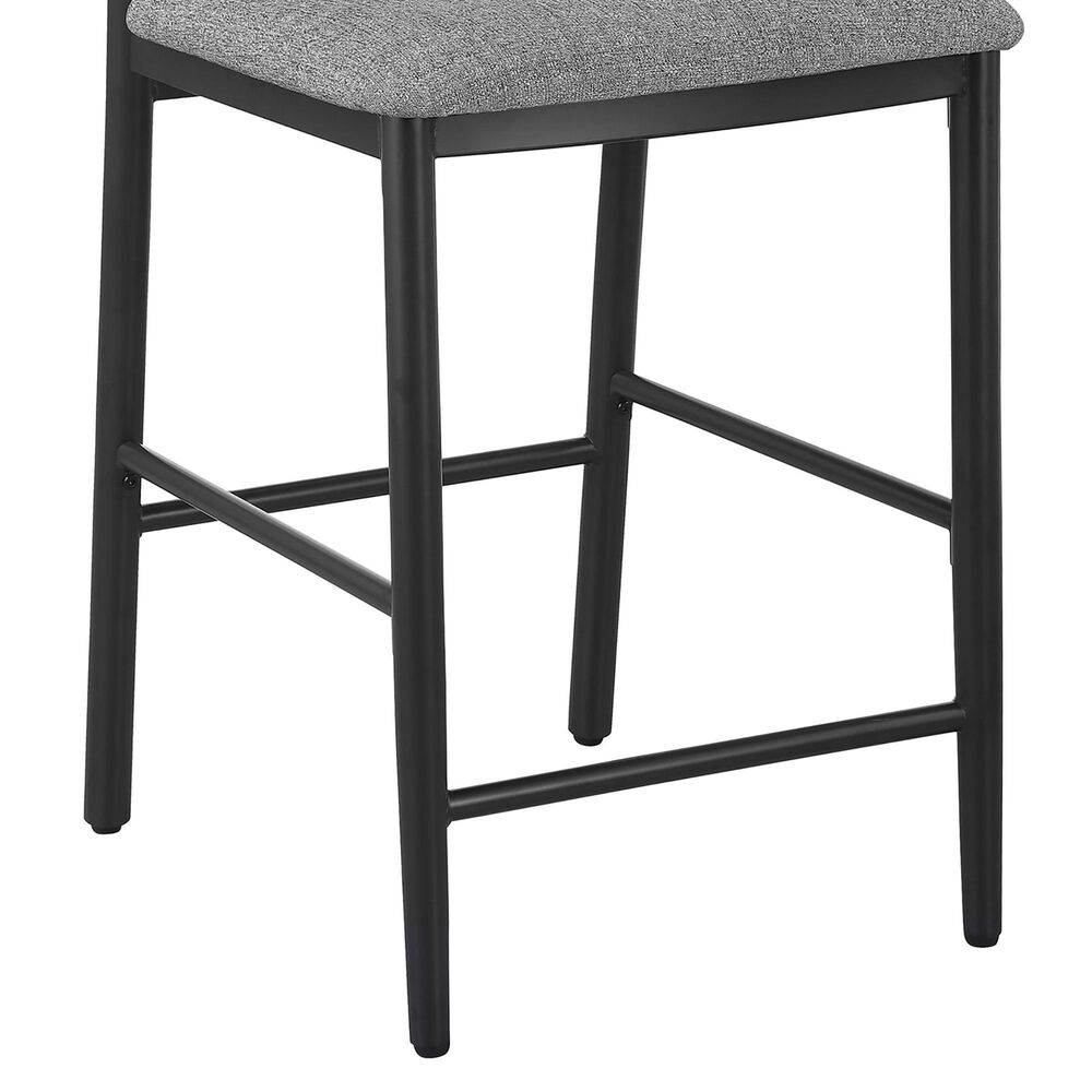 Coaster Dolman Counter Stool in Black Finish and Gray Upholstery, , large