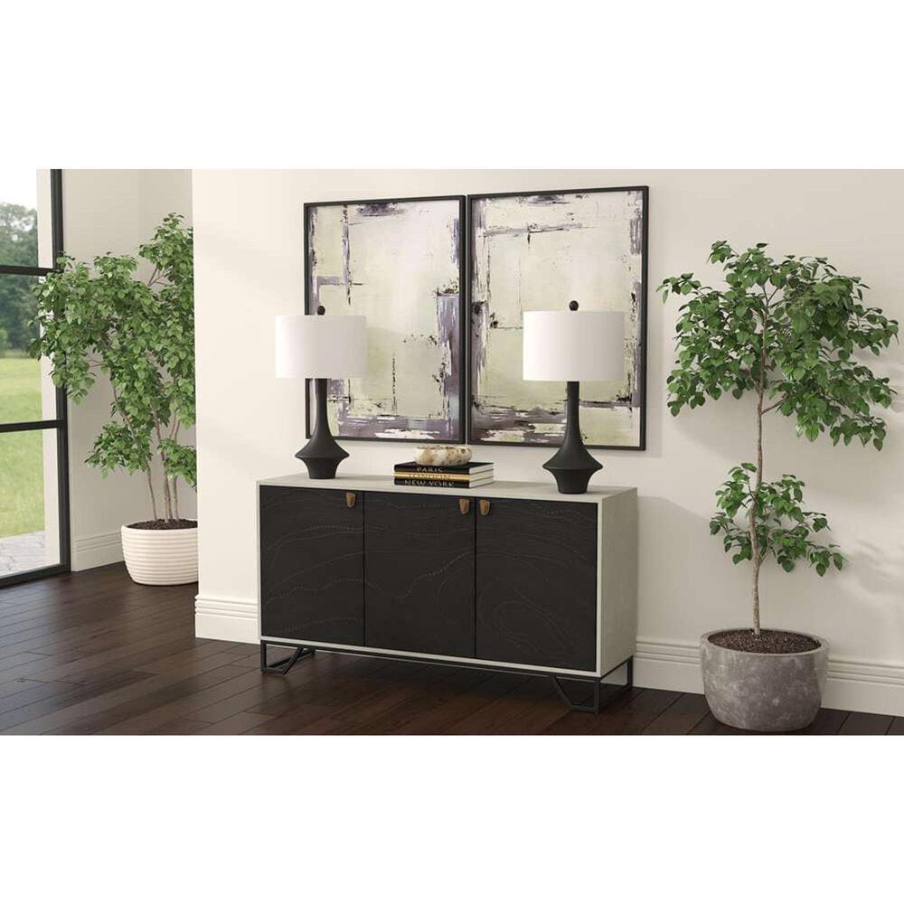 Bassett Mirror Company Ripple Effect 3-Door Server in Smokey Mocha and High Gloss Black, , large