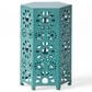 Hearth and Haven Eliana 12" Outdoor Hexagon Metal Side Table with Sunburst Cut Out Design in Teal, , large