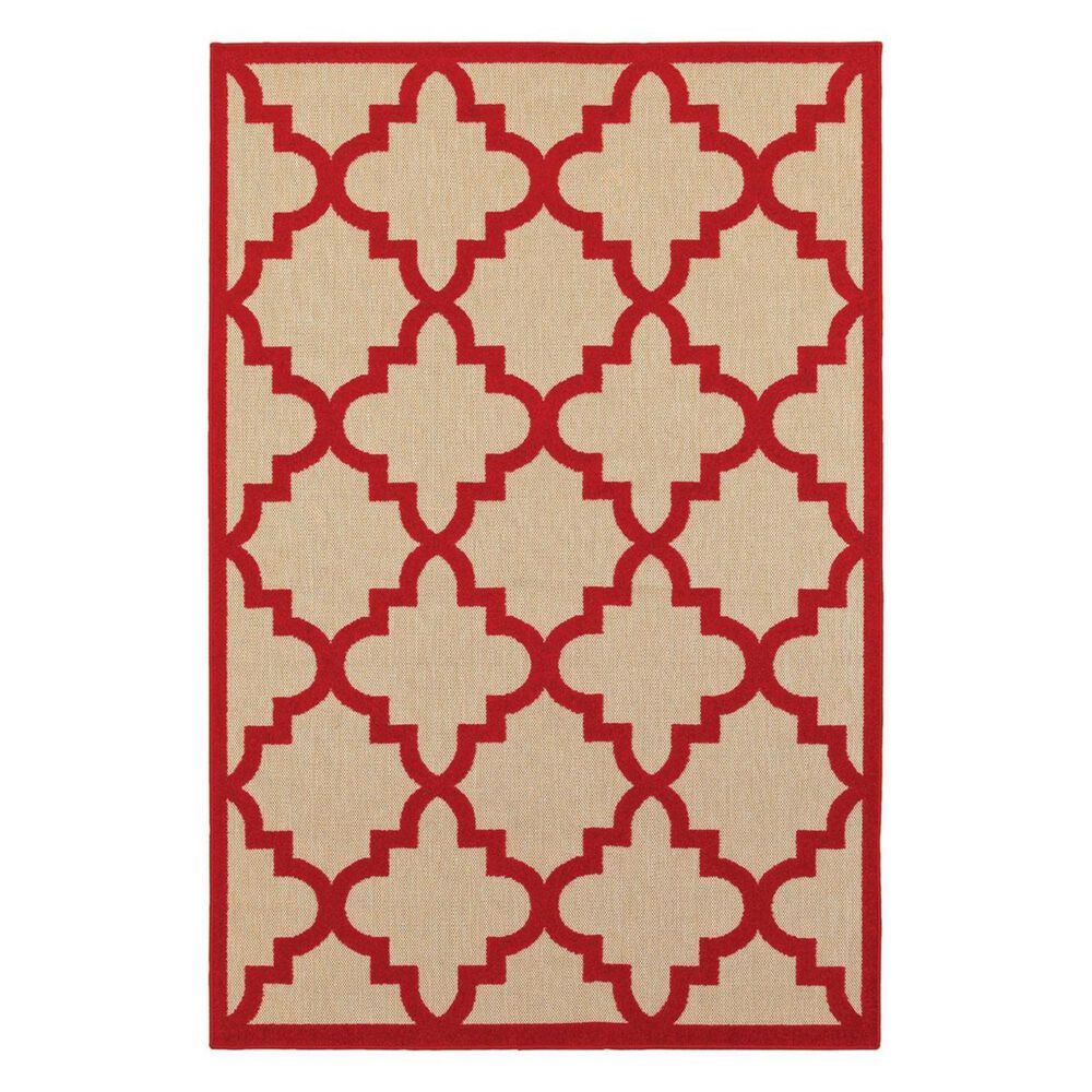 Oriental Weavers Cayman 660R 7"10" x 10"10" Sand/Red Area Rug, , large