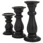 Maple and Jade 6", 8", 10" Turned Style Pillar Decorative Candle Holder in Black (Set of 3), , large