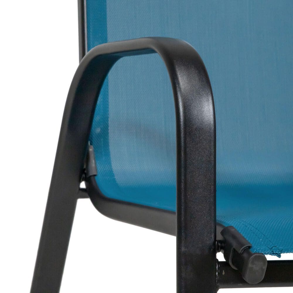 Furniture of America Nina Stacking Patio Arm Chair in Blue &#40; Set of 2&#41;, , large