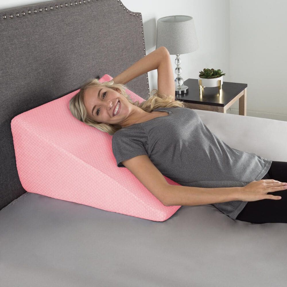 Timberlake Lavish Home High Wedge Memory Foam Pillow in Pink, , large