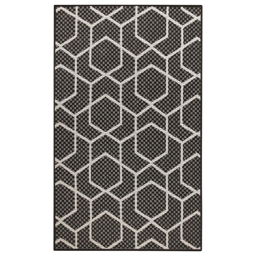 Nourison Horizon HOZ01 Black 3" x 5" Indoor/Outdoor Area Rug, , large