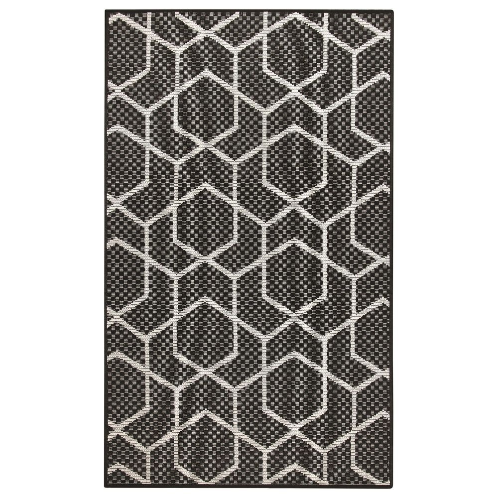 Nourison Horizon HOZ01 Black 3" x 5" Indoor/Outdoor Area Rug, , large