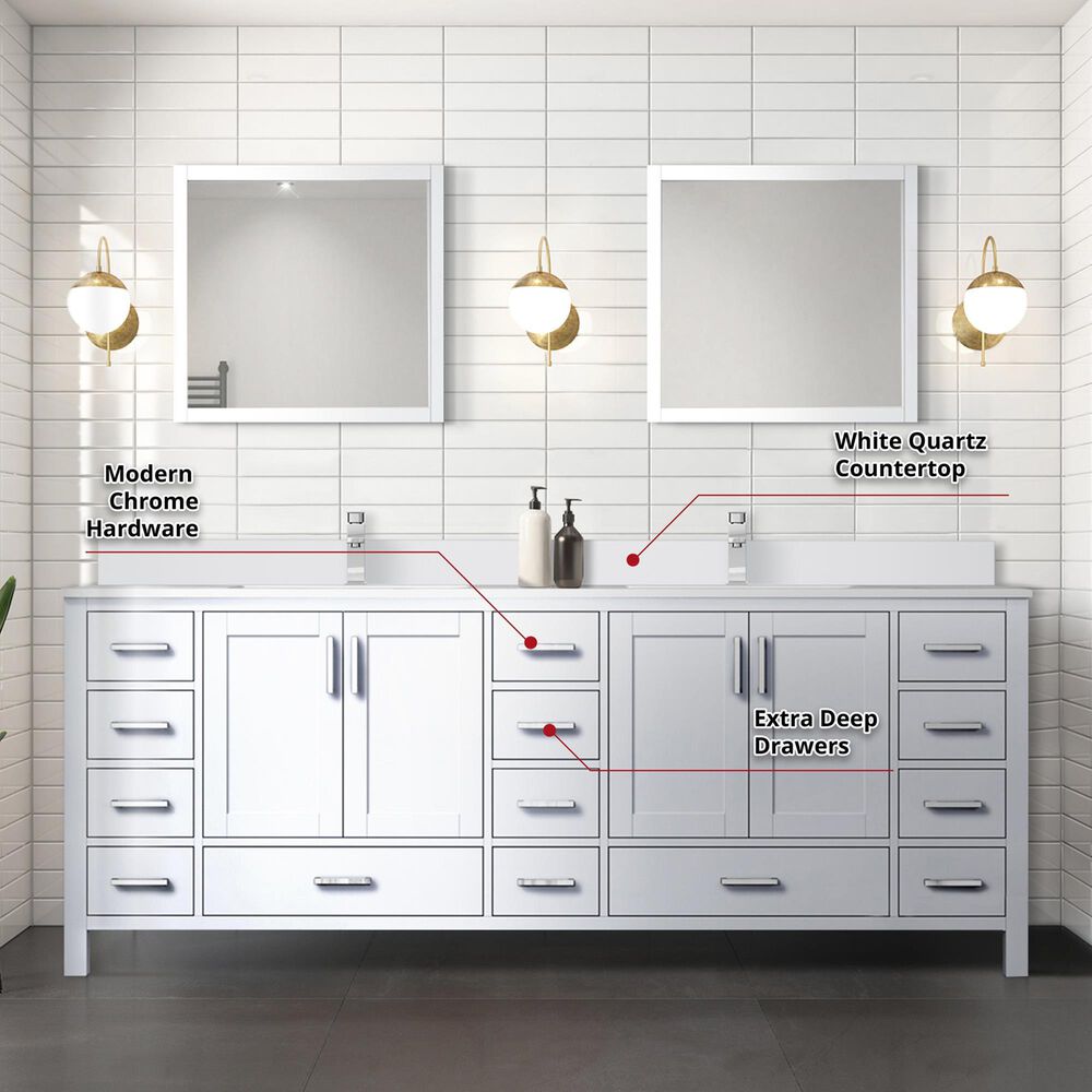 Lexora Home Jacques 84&quot; Double Bathroom Vanity Cabinet Only in Distressed Grey and 34&quot; Mirrors, , large