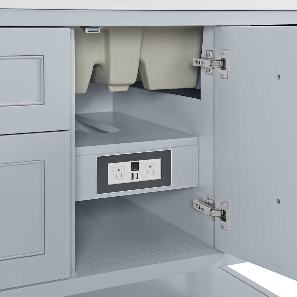James Martin Vanities Breckenridge 72&quot; Double Bathroom Vanity in Serenity Blue with 3 cm White Zeus Quartz Top and Rectangular Sinks, , large