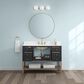 37B Isadore 48" Single Bathroom Vanity Cabinet in Tricorn Black and White Composite Stone Top and Backsplash, , large