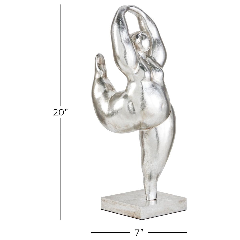 Maple and Jade 20&quot; x 7&quot; Dancing Women Sculpture in Silver, , large