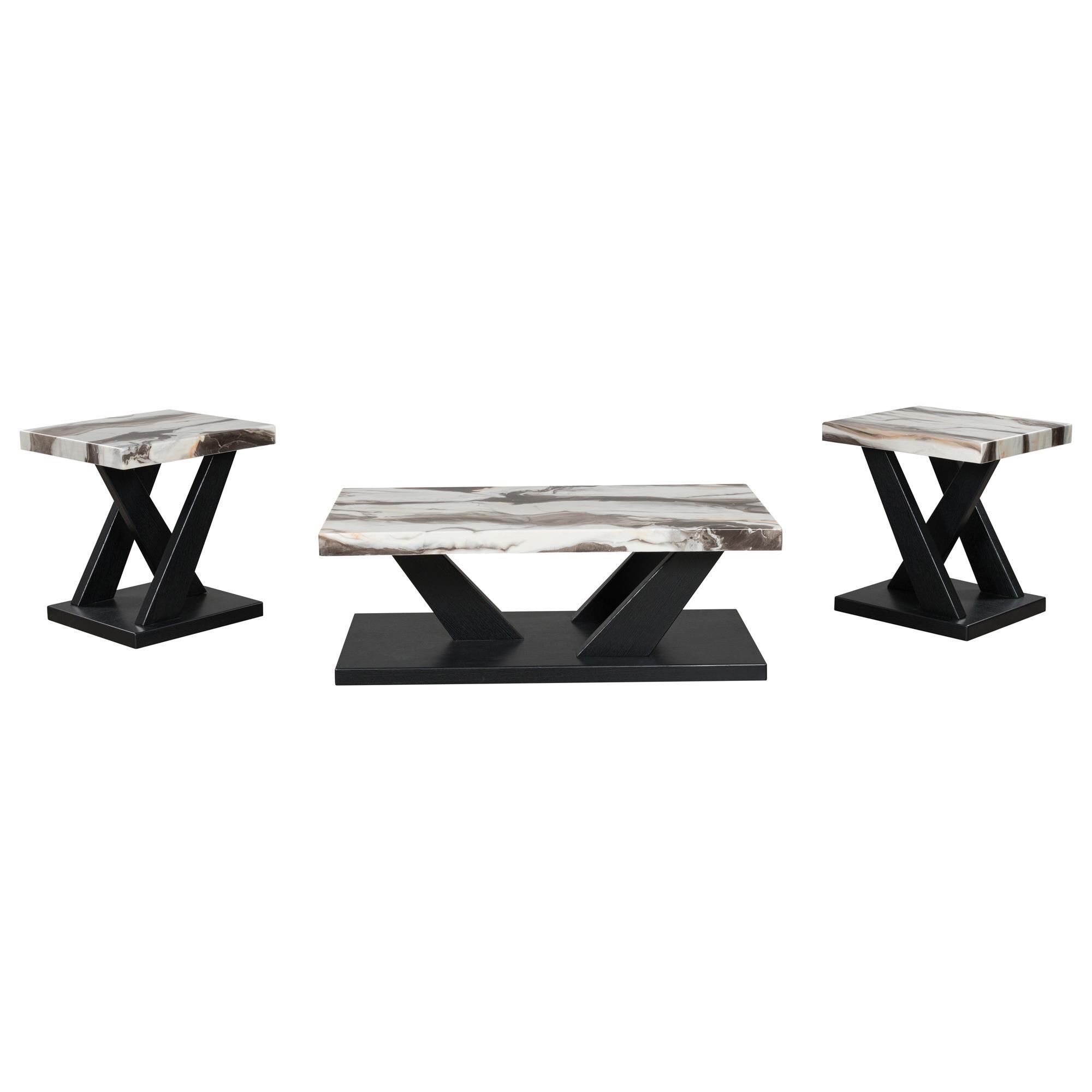Ashley Cendill 3-Piece Occasional Table Set in Dark Brown, White