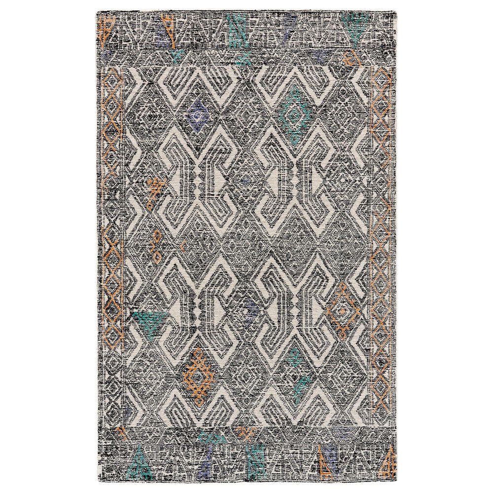 Feizy Arazad 3"6" x 5"6" Black and Tangerine Area Rug, , large