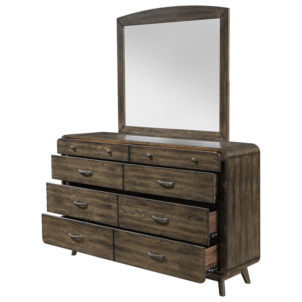 New Heritage Design Rex 8-Drawer Dresser with Mirror in Walnut, , large