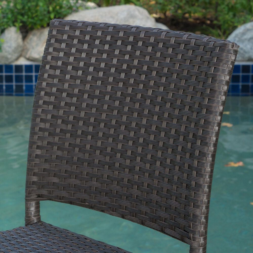 Hearth and Haven Outdoor Rattan Armless Barstool in Dark Brown (Set of 2), , large
