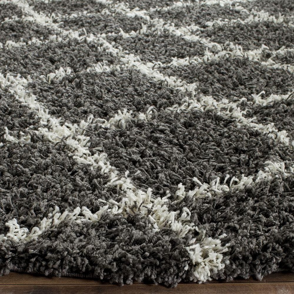 Safavieh Dallas Shag SGD258A-6R 6&#39; x 6&#39;  Dark Grey/Ivory Round Rug, , large