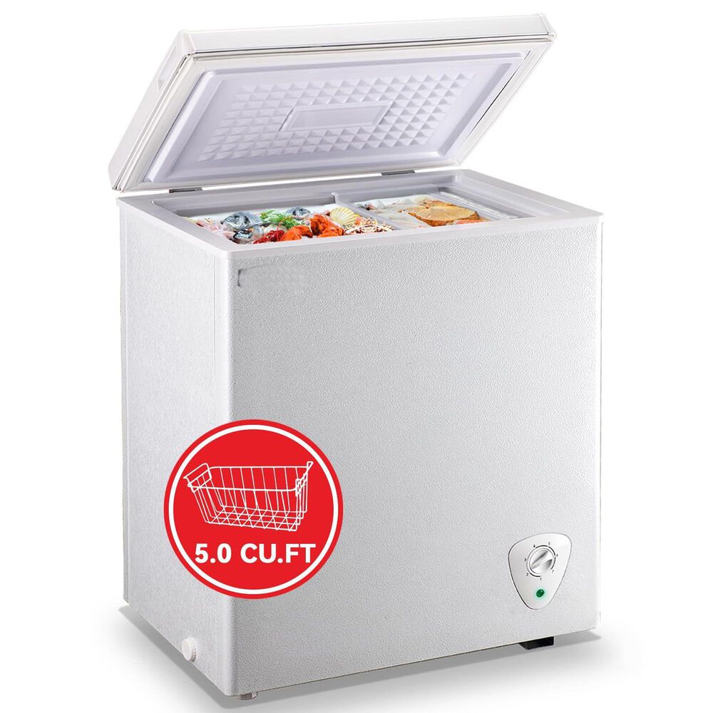 HOMLUX 5 Cu. Ft. Chest Freezer with Adjustable Thermostat in White, , large