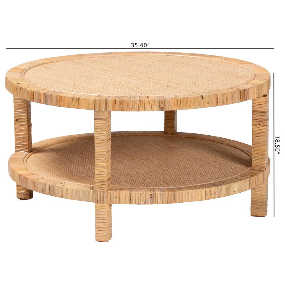 Baxton Studio Kalimantan Round Coffee Table in Light Honey, , large