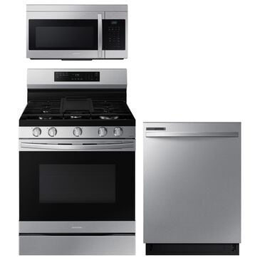 Samsung 3-Piece Kitchen Package with 6.0 Cu. Ft. Smart Freestanding Gas Range and Over-the-Range Microwave in Stainless Steel, , large