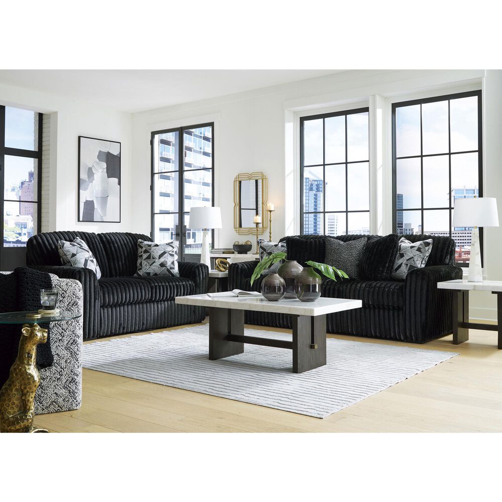 Ashley Midnight-Madness Stationary Loveseat in Onyx, , large