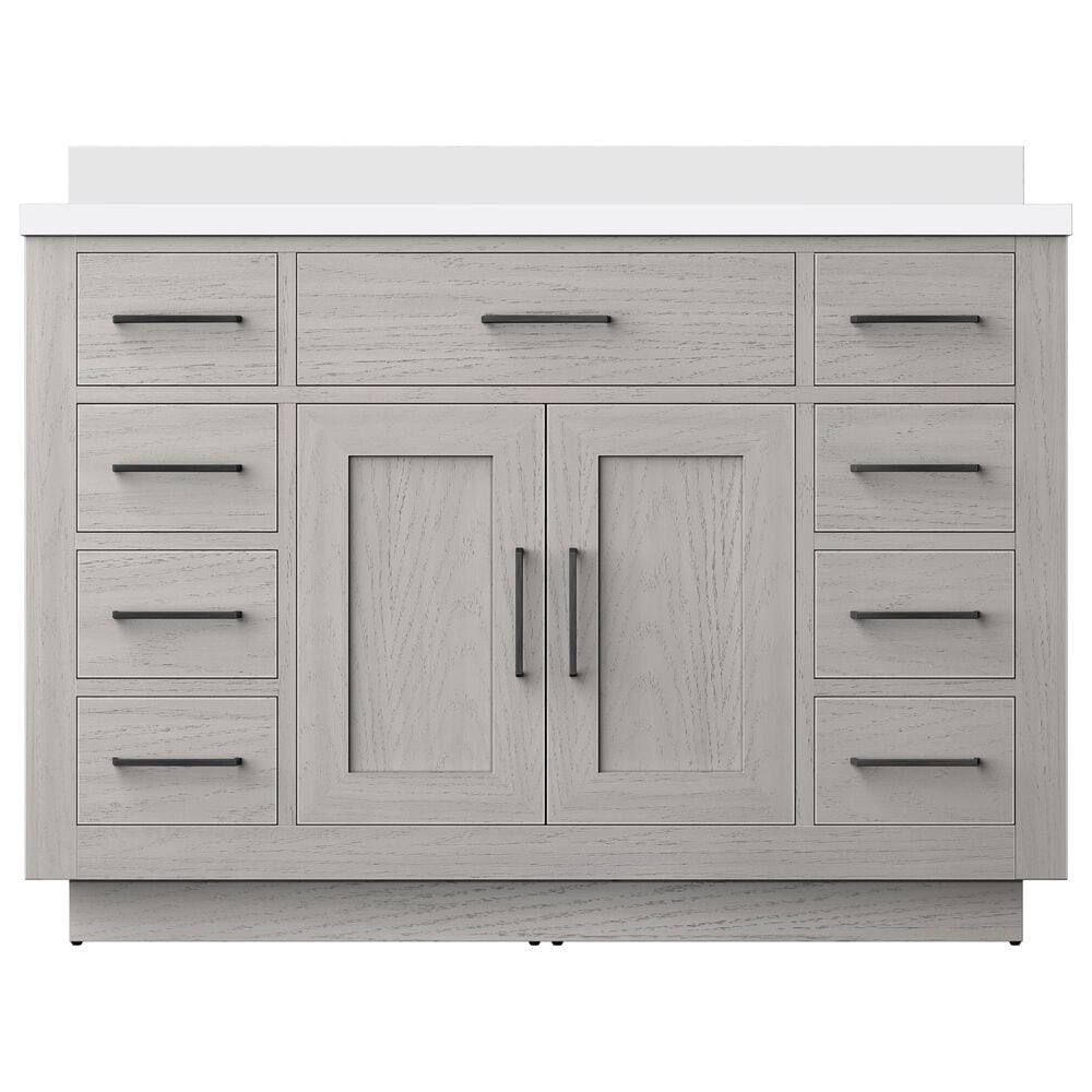 Lexora Home Abbey 48&quot; Single Bathroom Vanity in White Oak with 2 cm White Cultured Marble Top and Rectangular Sink, , large