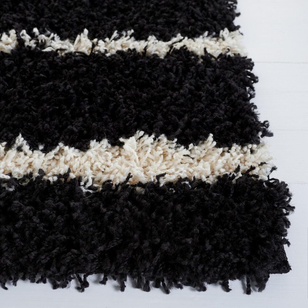 Safavieh Venus Shag VNS603Z 5&#39;3&quot; x 7&#39;6&quot; Black and Ivory Area Rug, , large