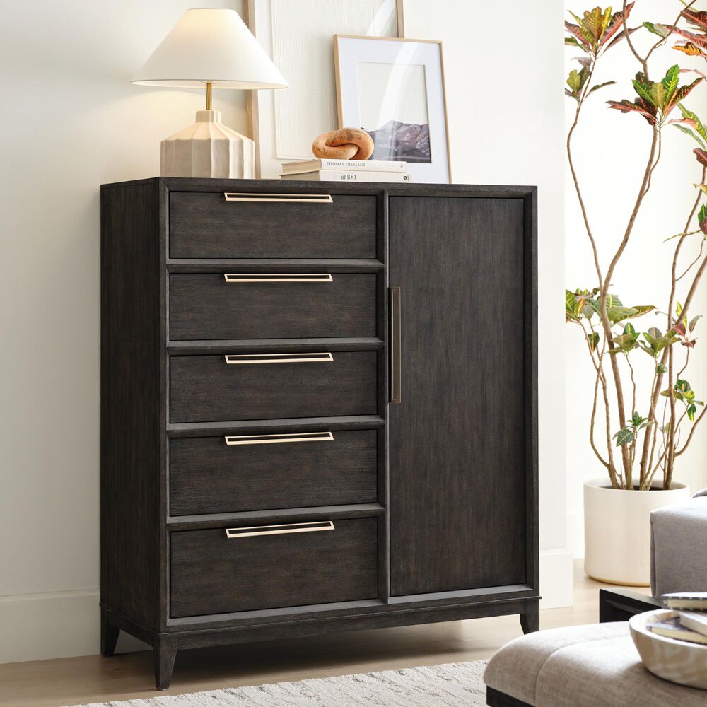 Pulaski Furniture Corp Quincy 5-Drawer Door Chest in Dark Brown, , large