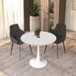 Leisuremod LeisureMod Bristol Mid-Century Modern Round Dining Table with Wood Top and Iron Pedestal Base with Gloss Finish for Kitchen and Dining Room, , large