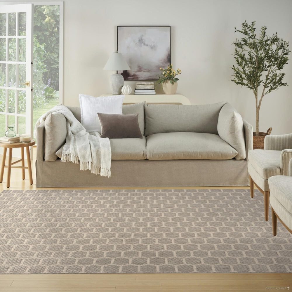 Nourison Twist Reversible 6&#39; x 9&#39; Grey Indoor/Outdoor Area Rug, , large