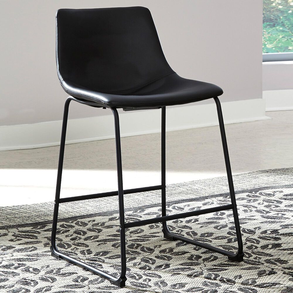 Ashley Centiar 24" Upholstered Counter Stool in Black Faux Leather, , large