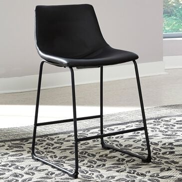 Ashley Centiar 24" Upholstered Counter Stool in Black Faux Leather, , large