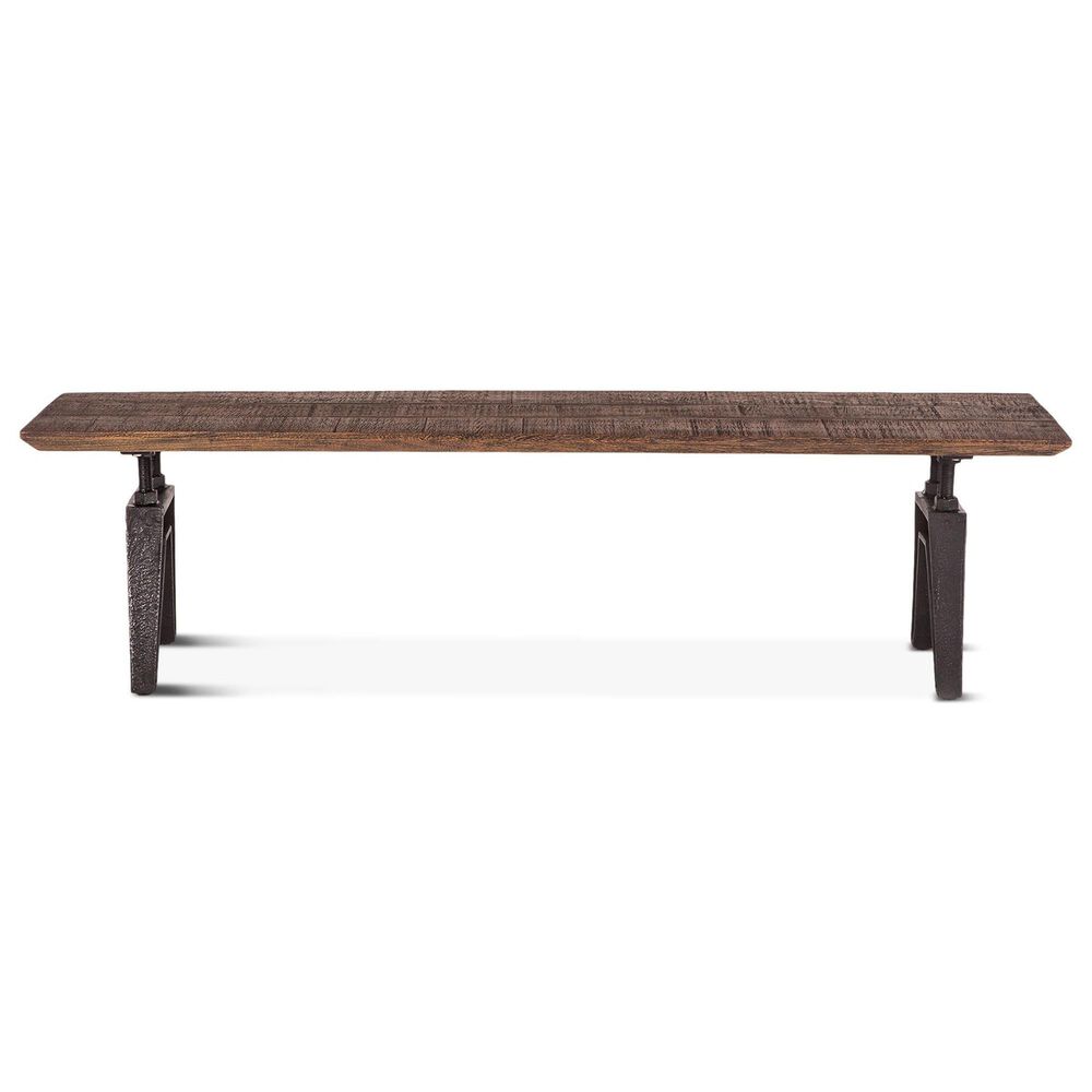 Home Trends &amp; Design Carnegie 68&quot; Dining Bench in Bandsaw Teak and Matte Black, , large