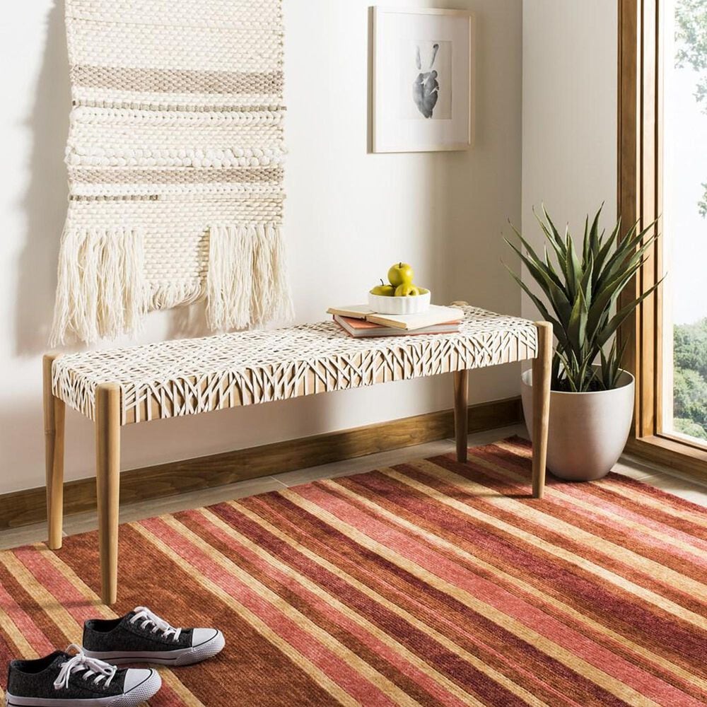 Safavieh Bandelier Bench with Off White Leather in Natural, , large