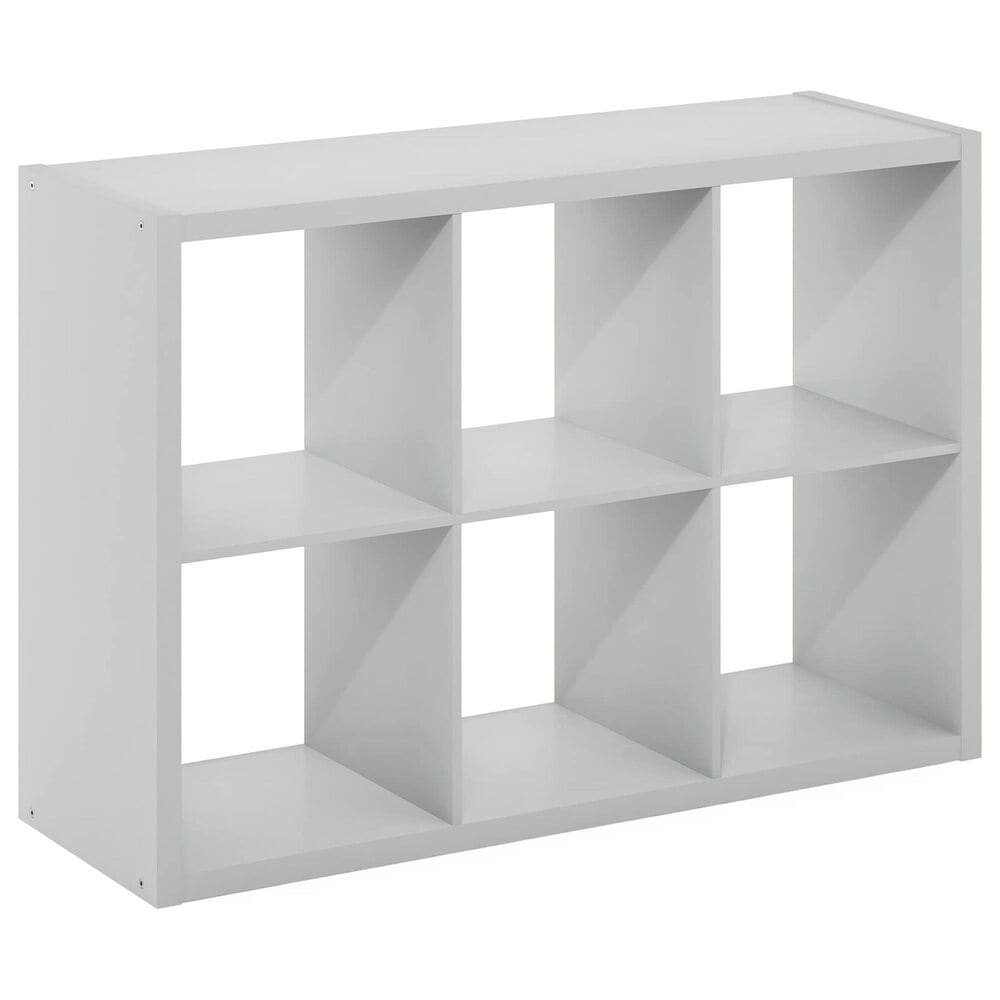 HOMLUX 6-Cube Reversible Open Back Bookshelf in Light Grey, , large