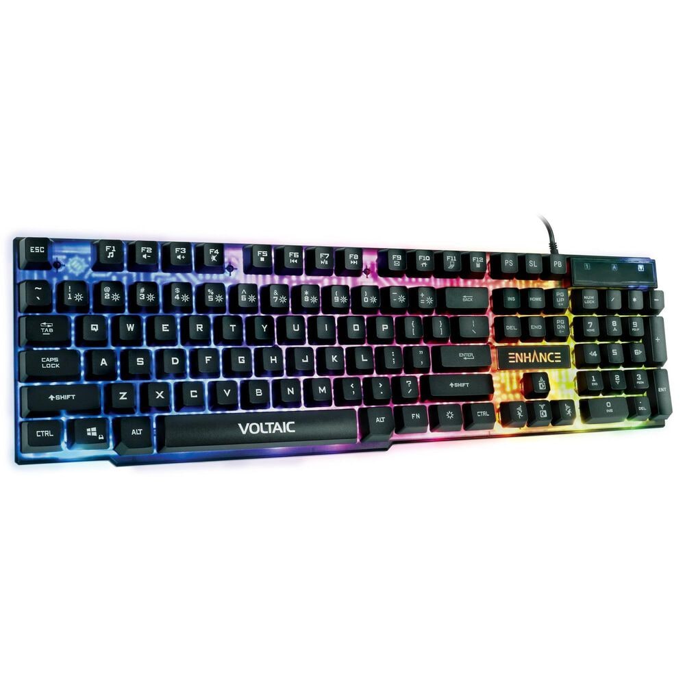 Enhance Voltaic 2 Mechanical-Feel Gaming Keyboard in Black and Clear, , large