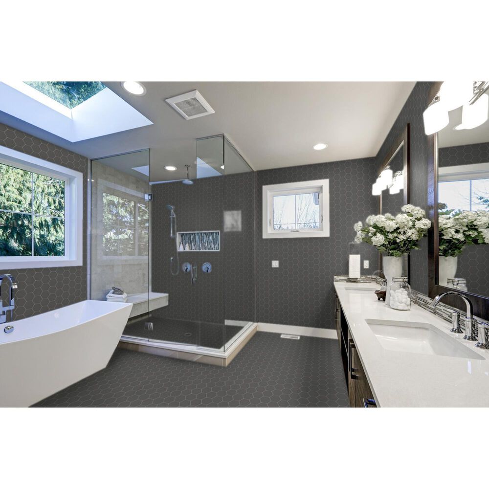 Emser Source Black 3&quot; x 3&quot; Hexagon on 9&quot; x 10&quot; Porcelain Mosaic Sheet, , large