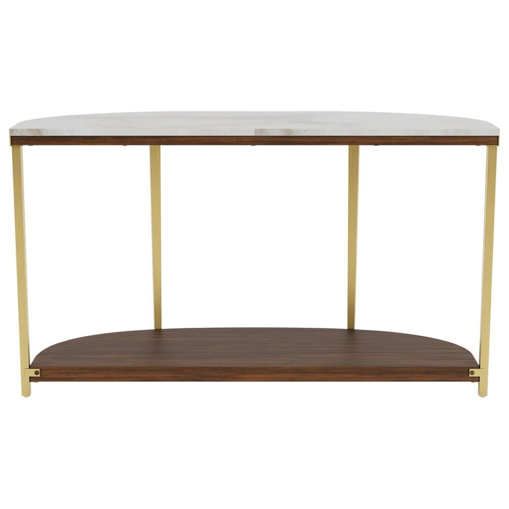 Riverside Furniture Emery Demilune Sofa Table in Smoked Cherry and Bronze, , large