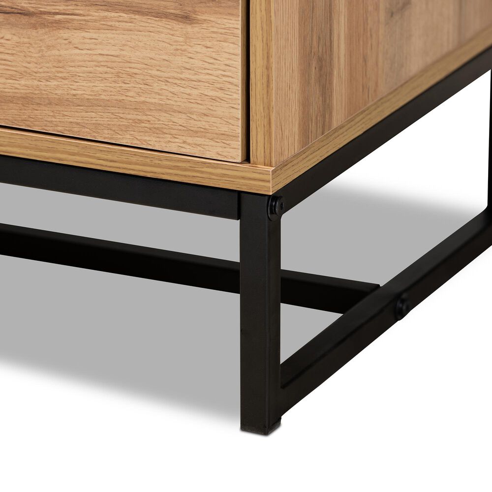 Baxton Studio Reid 2-Drawer TV Stand in Oak/Black, , large
