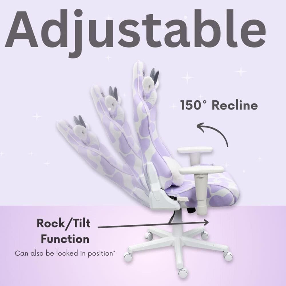 Techni Sport Cow Gaming Chair in Purple and White, , large