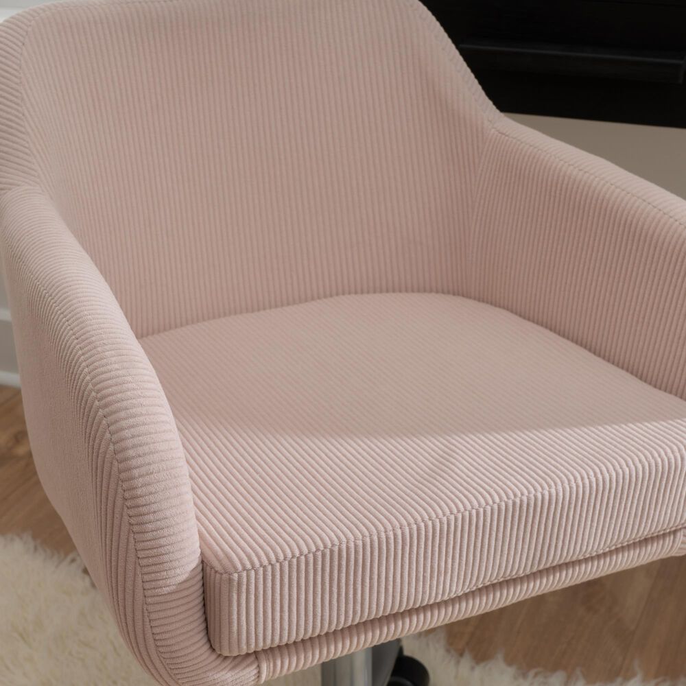 Linon Home Decor Rylen Office Chair with Pink Cushion in Silver, , large