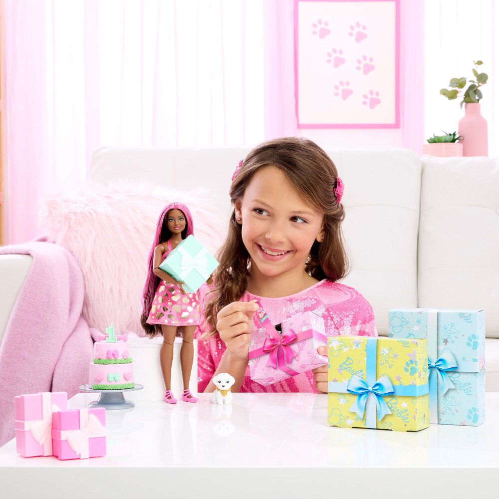 Barbie Party Unboxed Pet Birthday Series - Shimmerin&#39; Hearts Doll Set in in Pink and Silver, , large