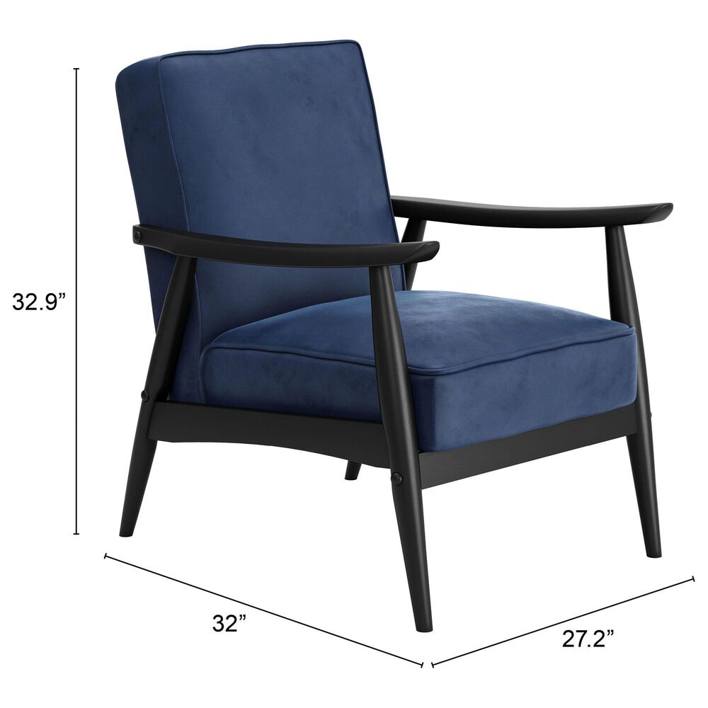 Zuo Modern Rocky Arm Chair in Blue and Black, , large