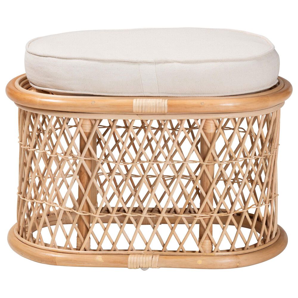 bali &amp; pari Ladonna Ottoman Footstool with Natural Rattan in Neutral, , large