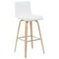 Armen Living Vienna Swivel Bar Height Stool with Snow White Upholstery in Patterned Oak, , large