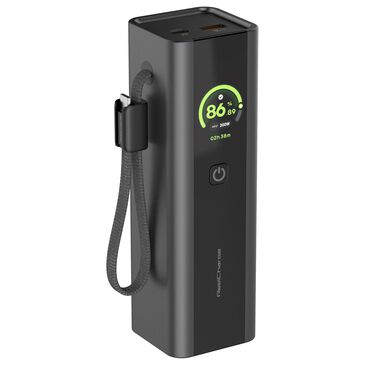 ReelCharge 27,000 mAh Power Bank with Integrated Cable and Smart Display in Charcoal, , large
