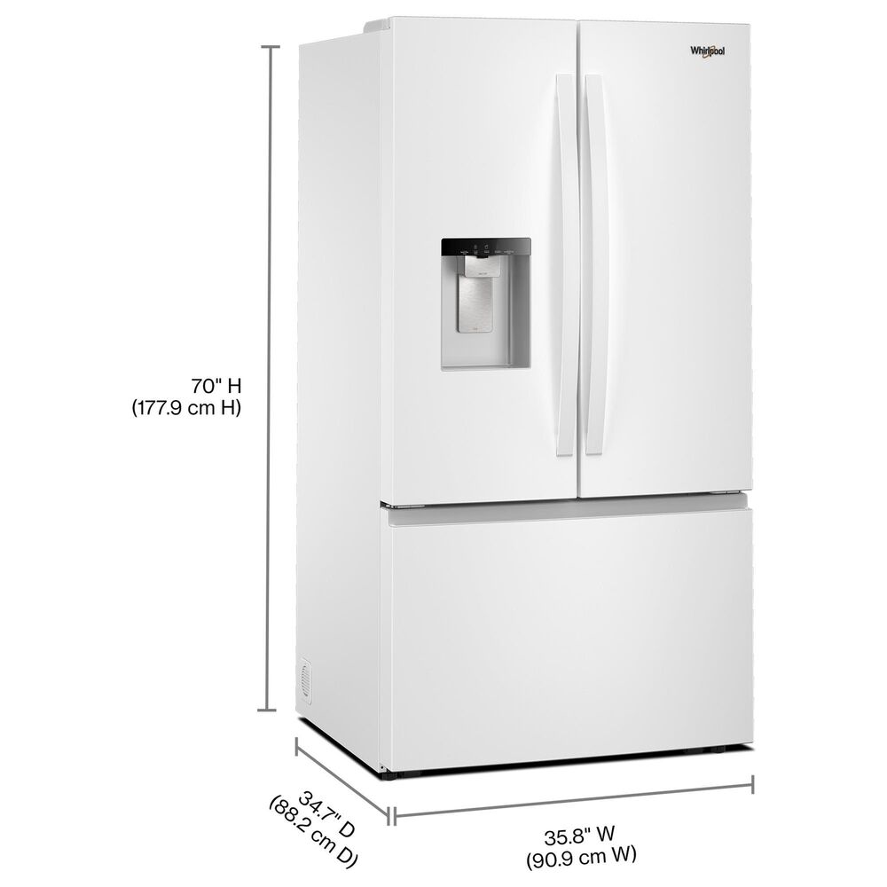 Whirlpool 29.58 Cu. Ft. Freestanding French Door Bottom Mount Refrigerator in White, , large