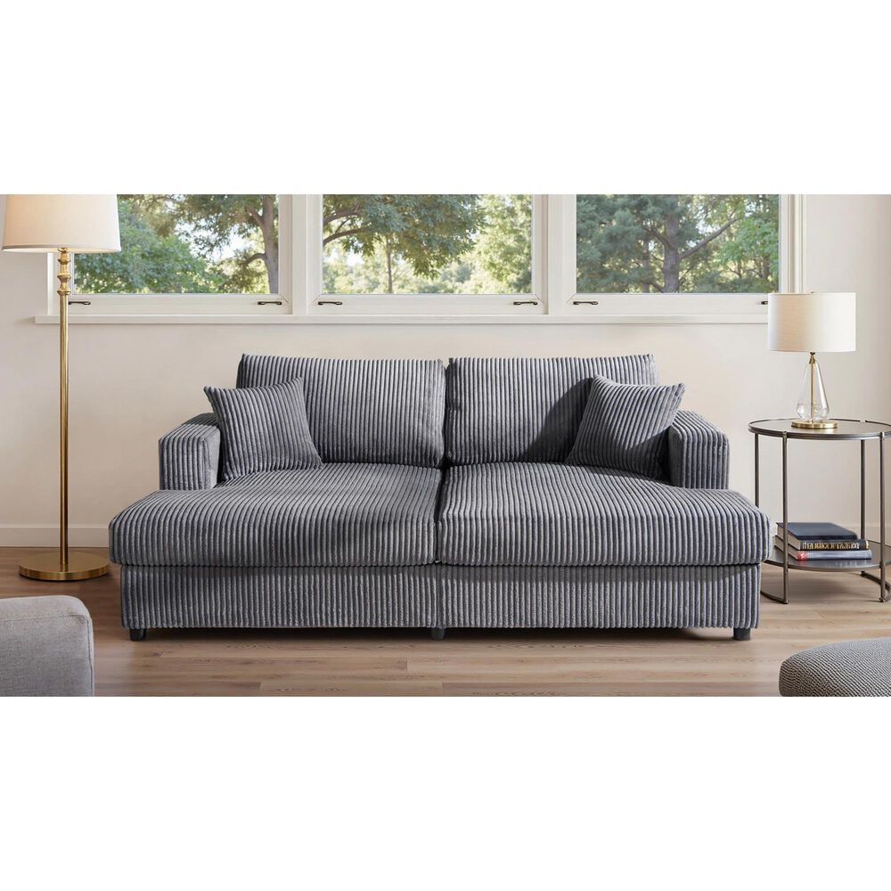 Jennifer Taylor Home Goliath Oversized Double Chaise Lounge Sofa Bed in Carbon Gray, , large