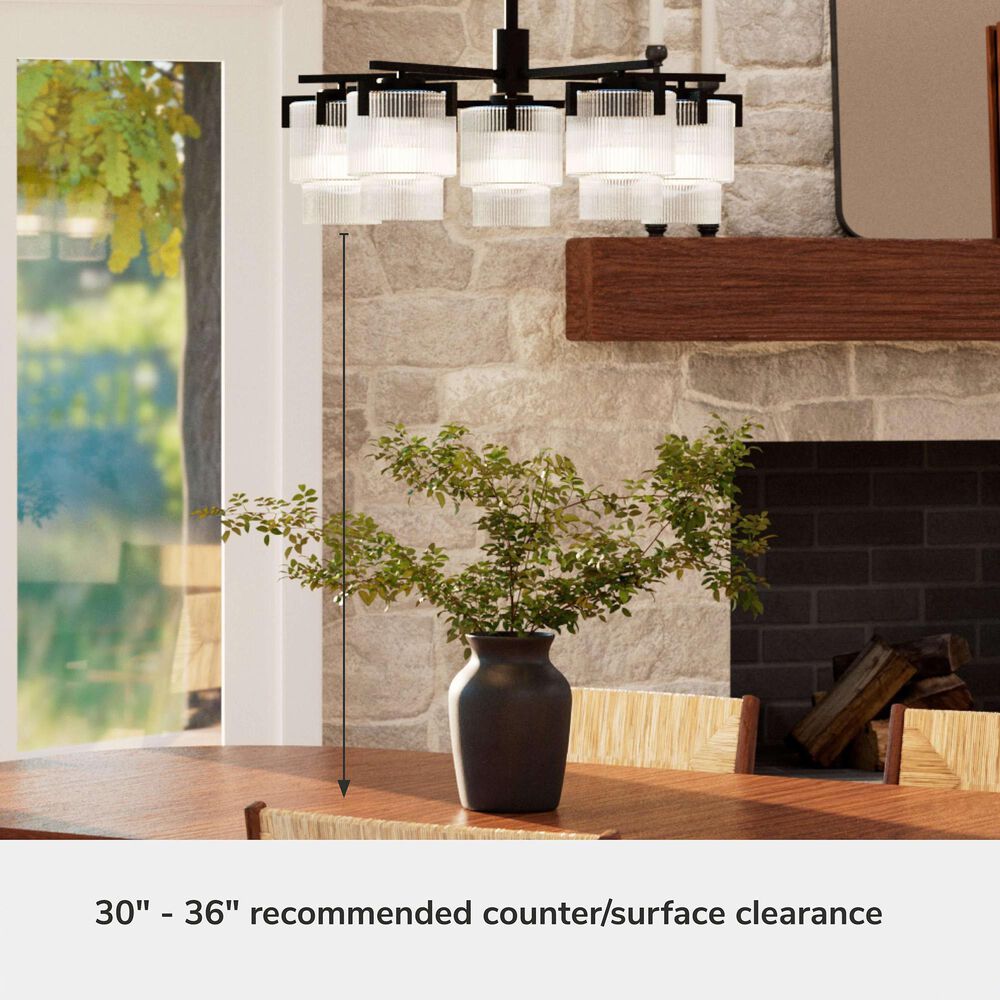 Hunter Ontario Jasmine Roth 5-Light Chandelier in Matte Black, , large